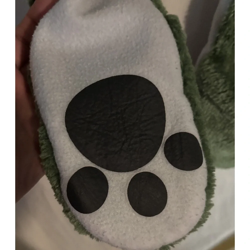 Dinosaur Plush Lined Fleece All-in-One Hat Scarf Mittens‎ OS Green
